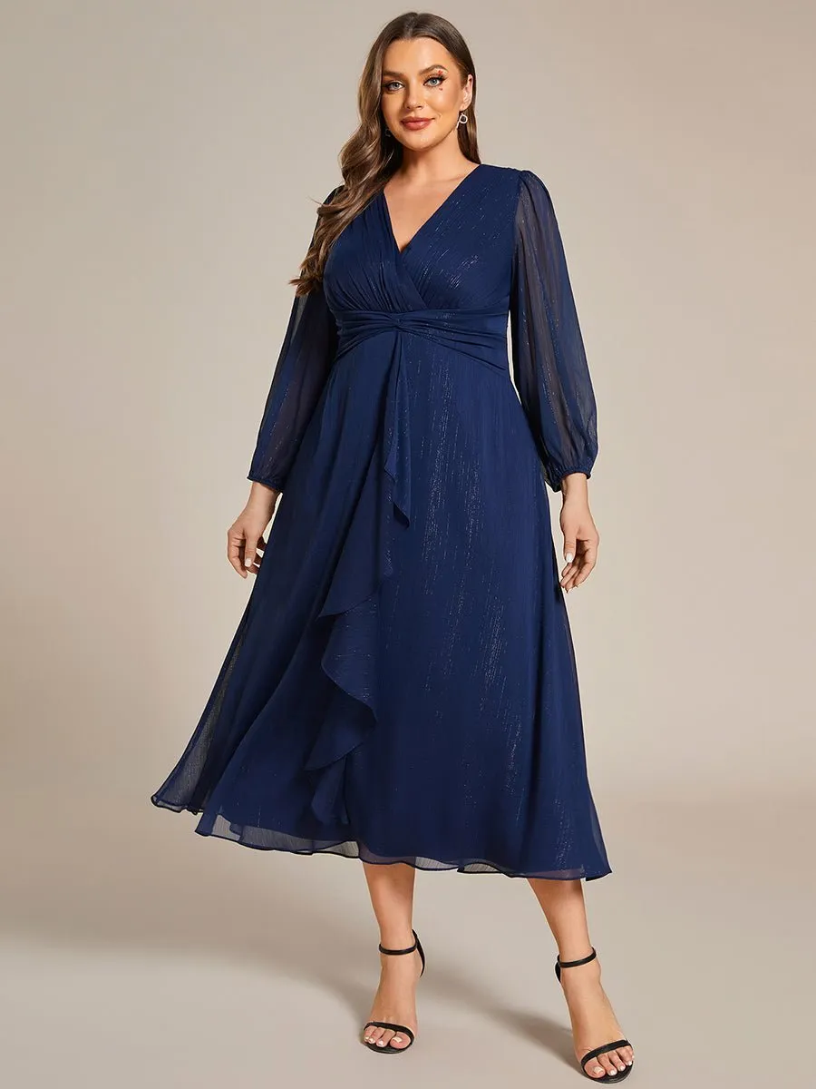 Roycebridal Francis sleeved mother of the groom ruffled dress in navy Express NZ wide