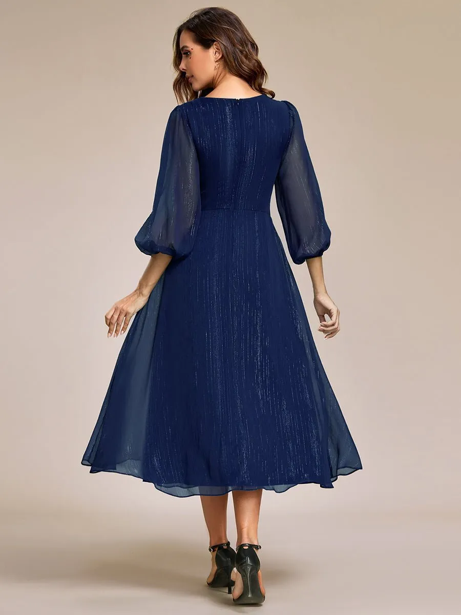 Roycebridal Francis sleeved mother of the groom ruffled dress in navy Express NZ wide