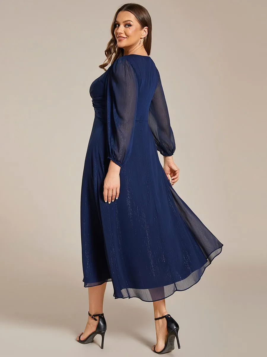Roycebridal Francis sleeved mother of the groom ruffled dress in navy Express NZ wide