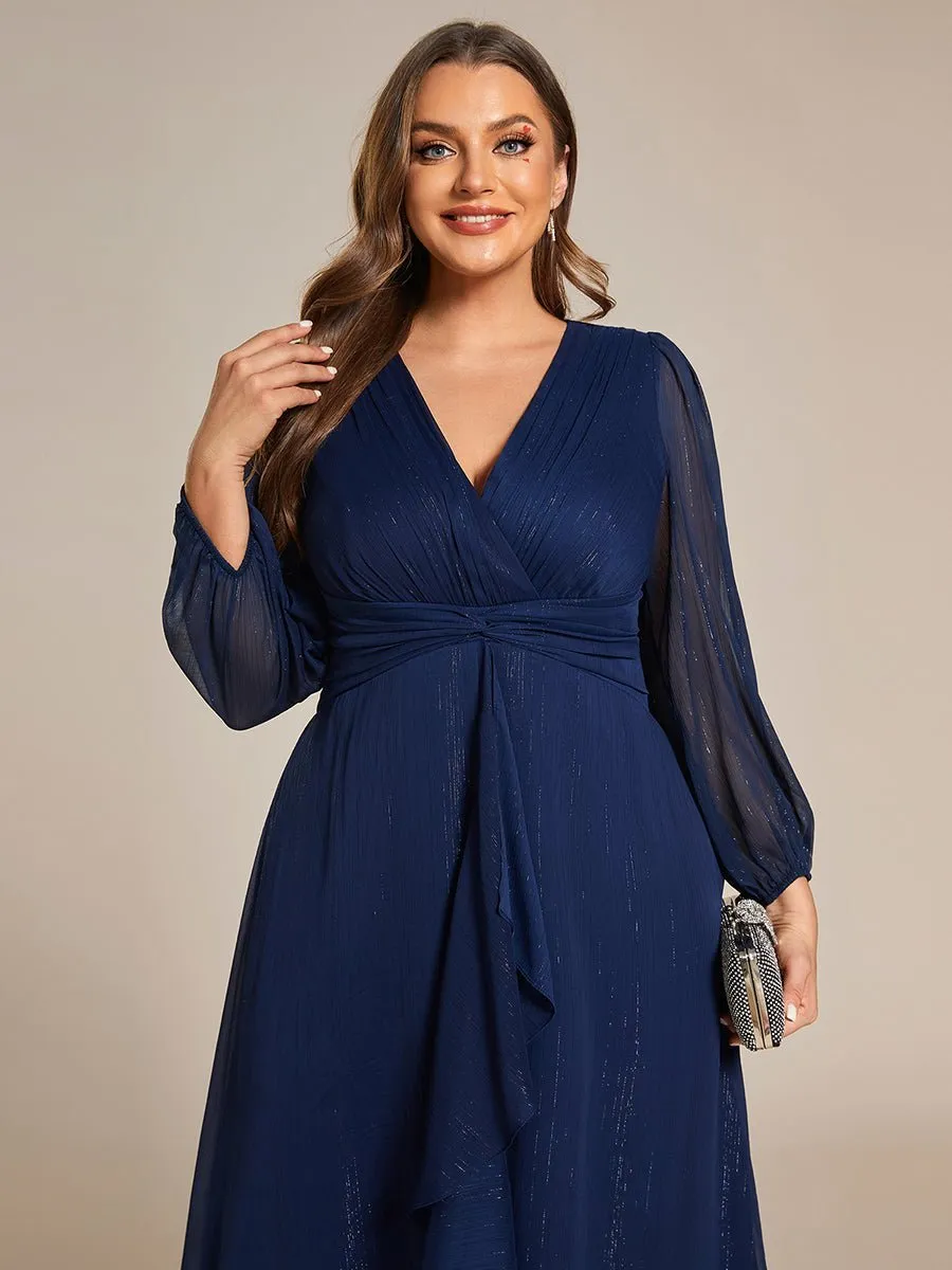 Roycebridal Francis sleeved mother of the groom ruffled dress in navy Express NZ wide