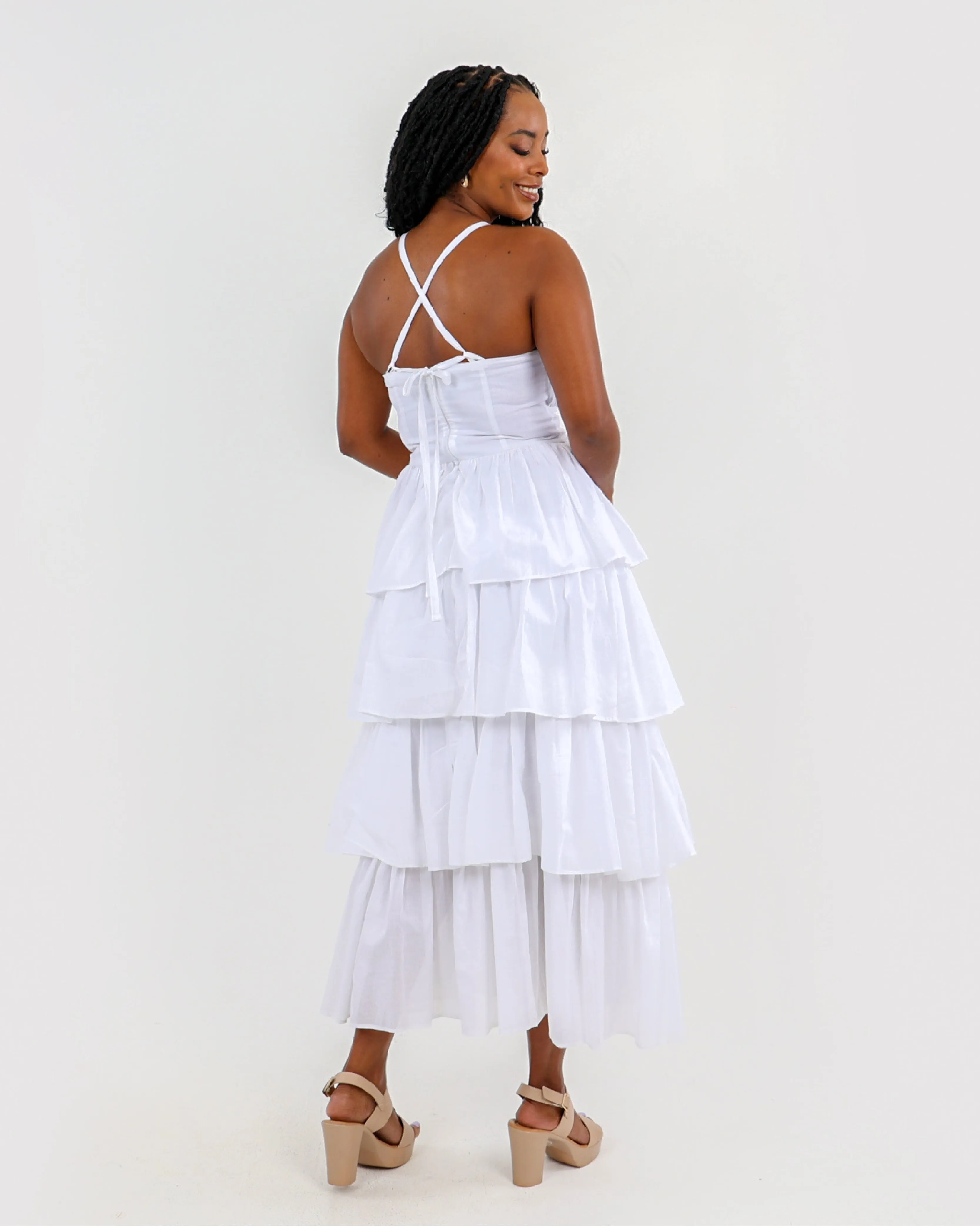 Ruffle Layer Cotton Dress
