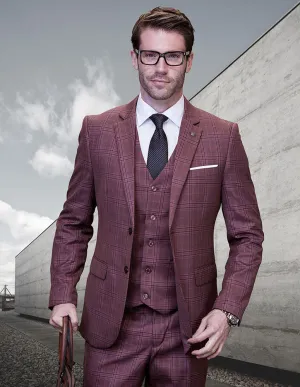 SAINTS MAUVE PLAID BIG & TALL 3 PC SUIT