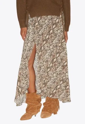 Sakura Printed Satin Midi Skirt
