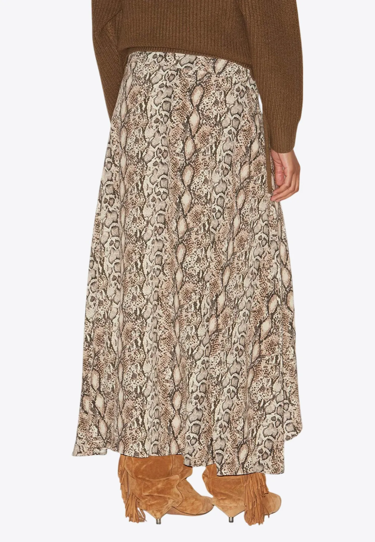 Sakura Printed Satin Midi Skirt