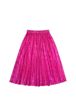 SAMPLE Metallic Pleated Skirt - Hot Pink