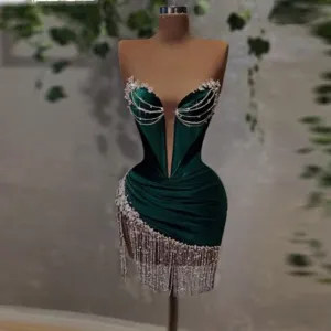Satin Strapless Sweetheart Tassel Dress