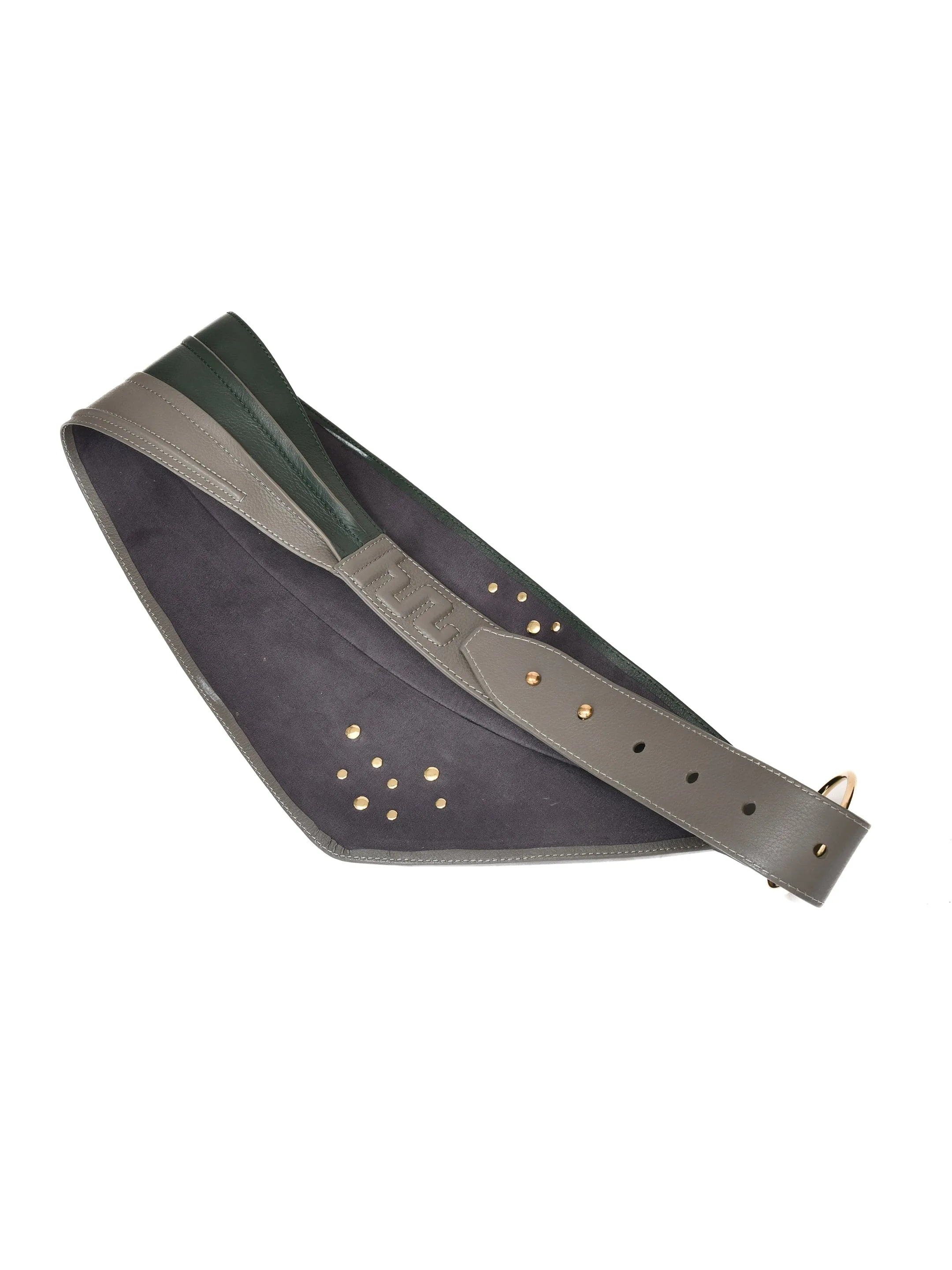 Scarf Belt In Grey And Bottle Green