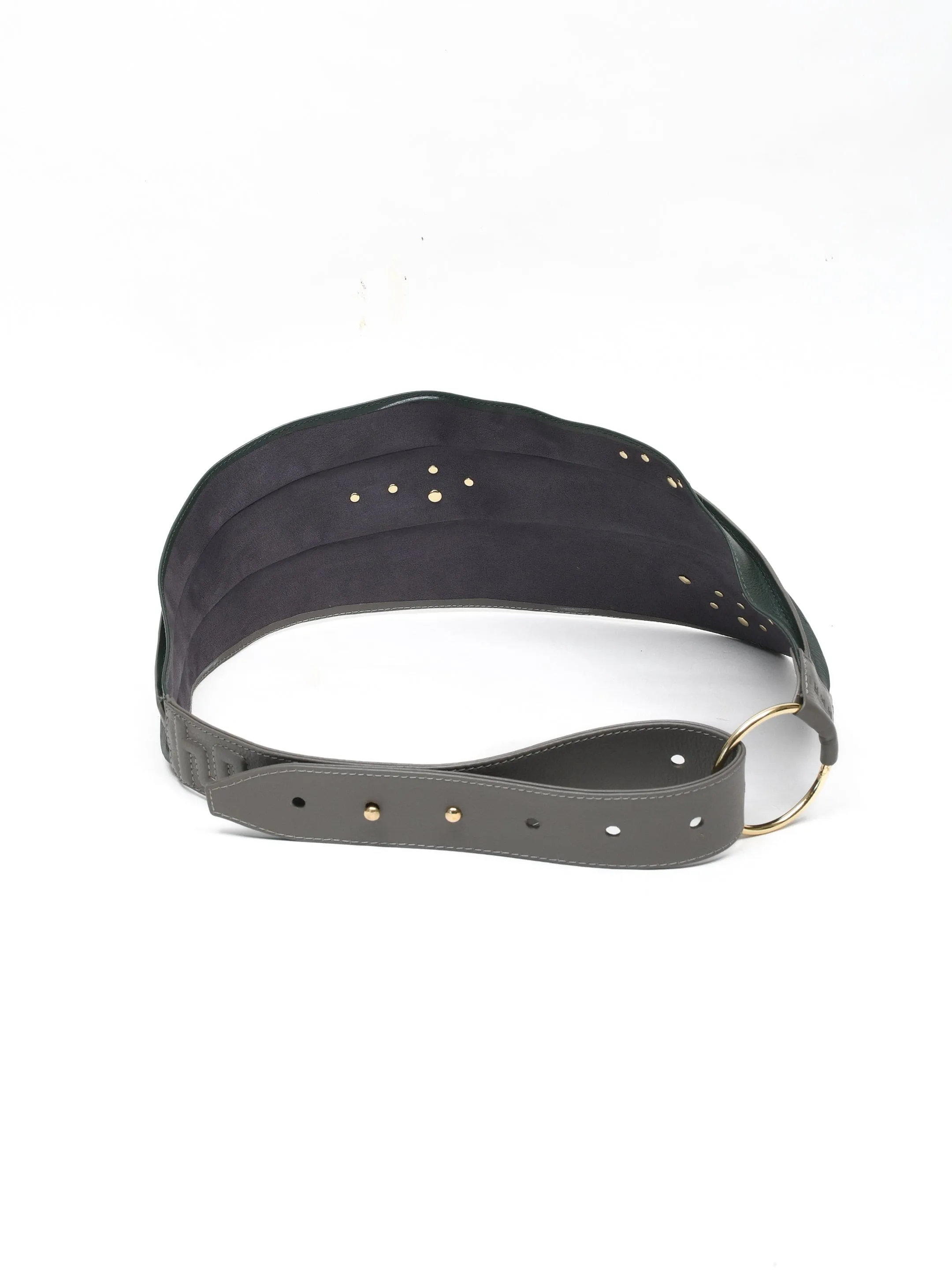 Scarf Belt In Grey And Bottle Green