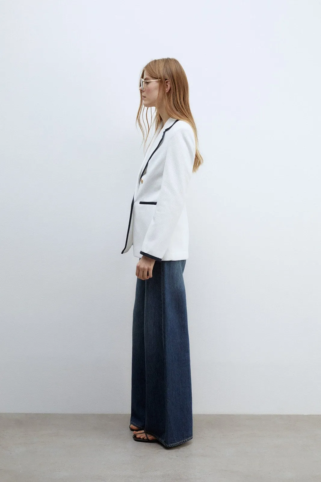 Seams piqué blazer - White
