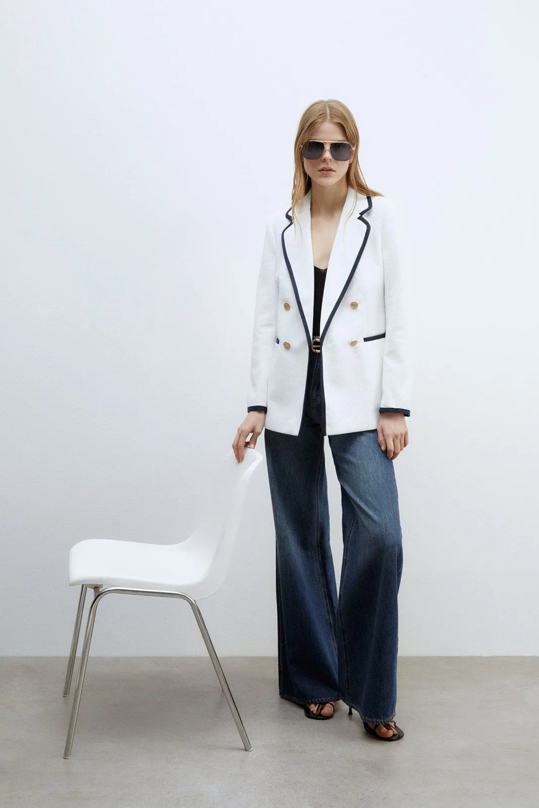Seams piqué blazer - White