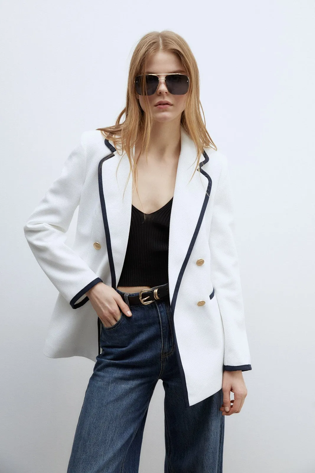 Seams piqué blazer - White