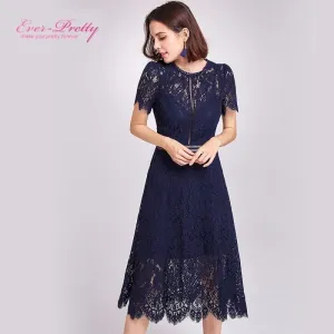 Sexy Lace O-Neck A-Line Hollow Evening Dresses
