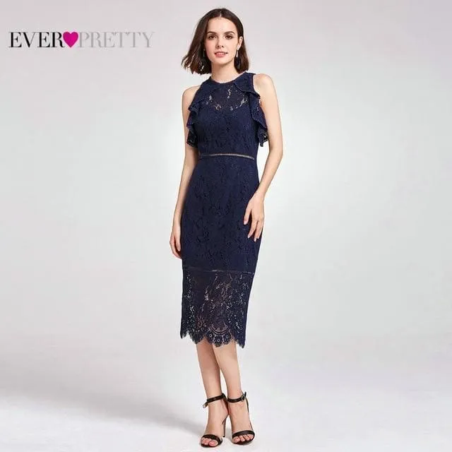 Sexy Lace O-Neck A-Line Hollow Evening Dresses