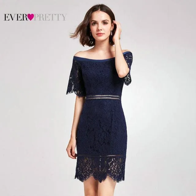 Sexy Lace O-Neck A-Line Hollow Evening Dresses