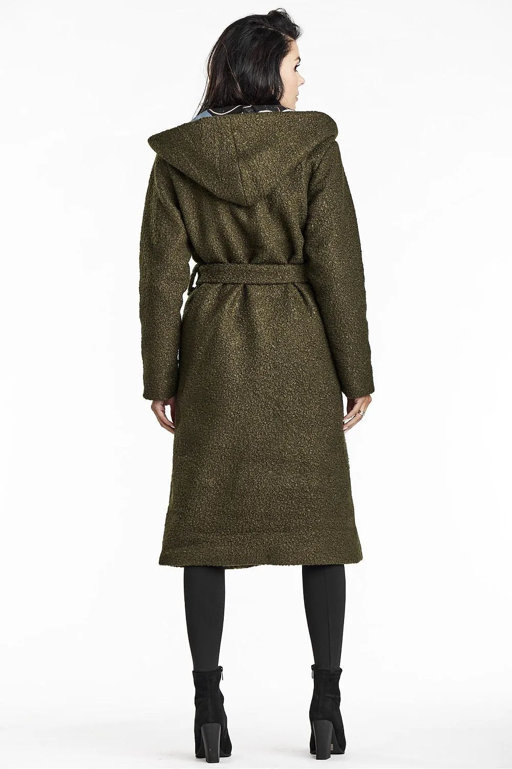 Shawl Collar Bouclé Belted Coat
