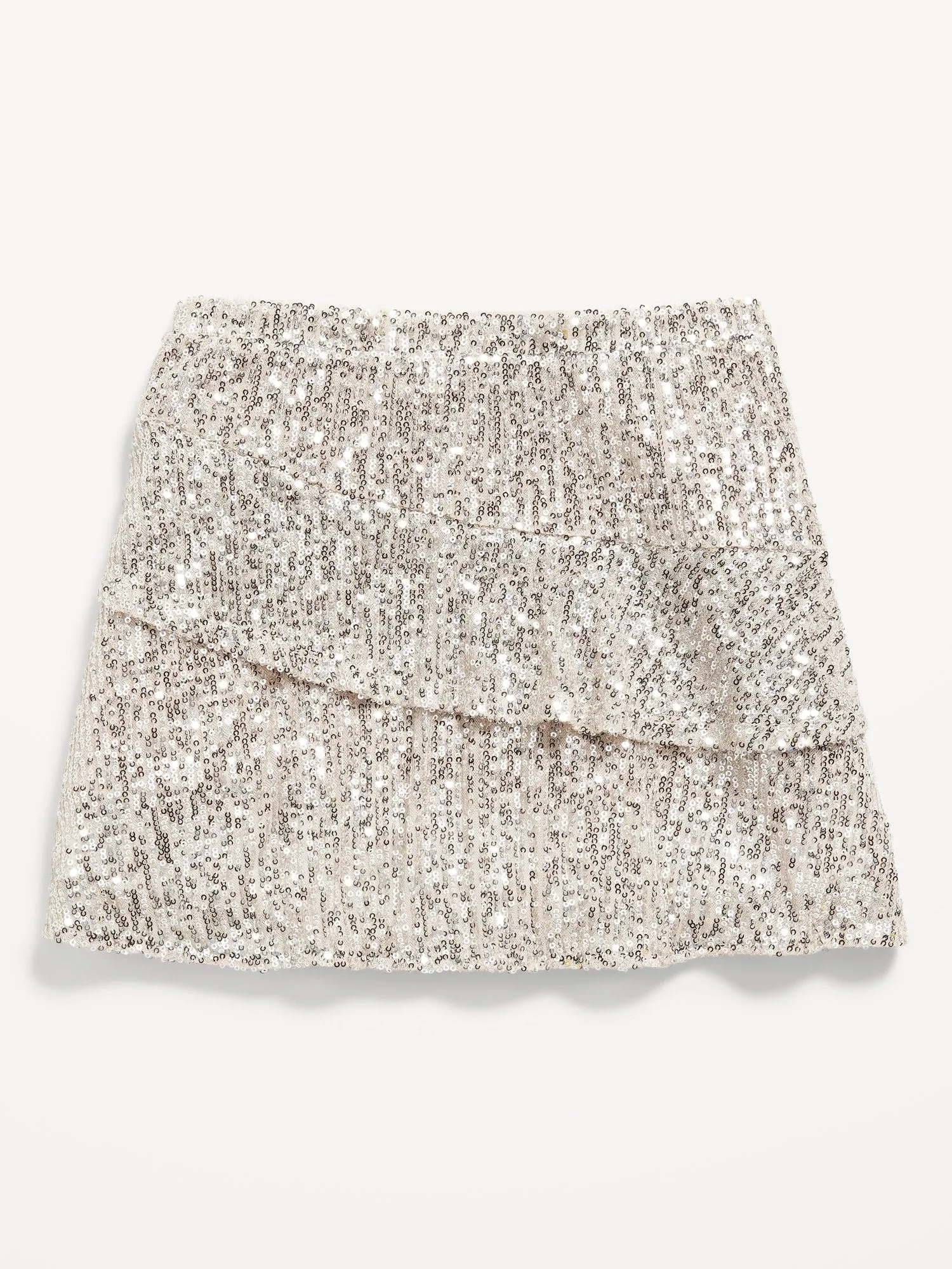 Shiny Sequin Tiered Skirt for Girls