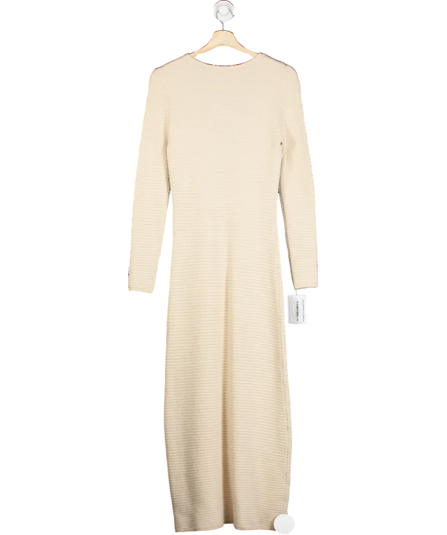 Shona Joy Nude Knit Maxi Dress Low Cut Tie Front UK S