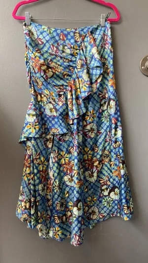 Silk Ruffle Asymmetrical Midi Skirt