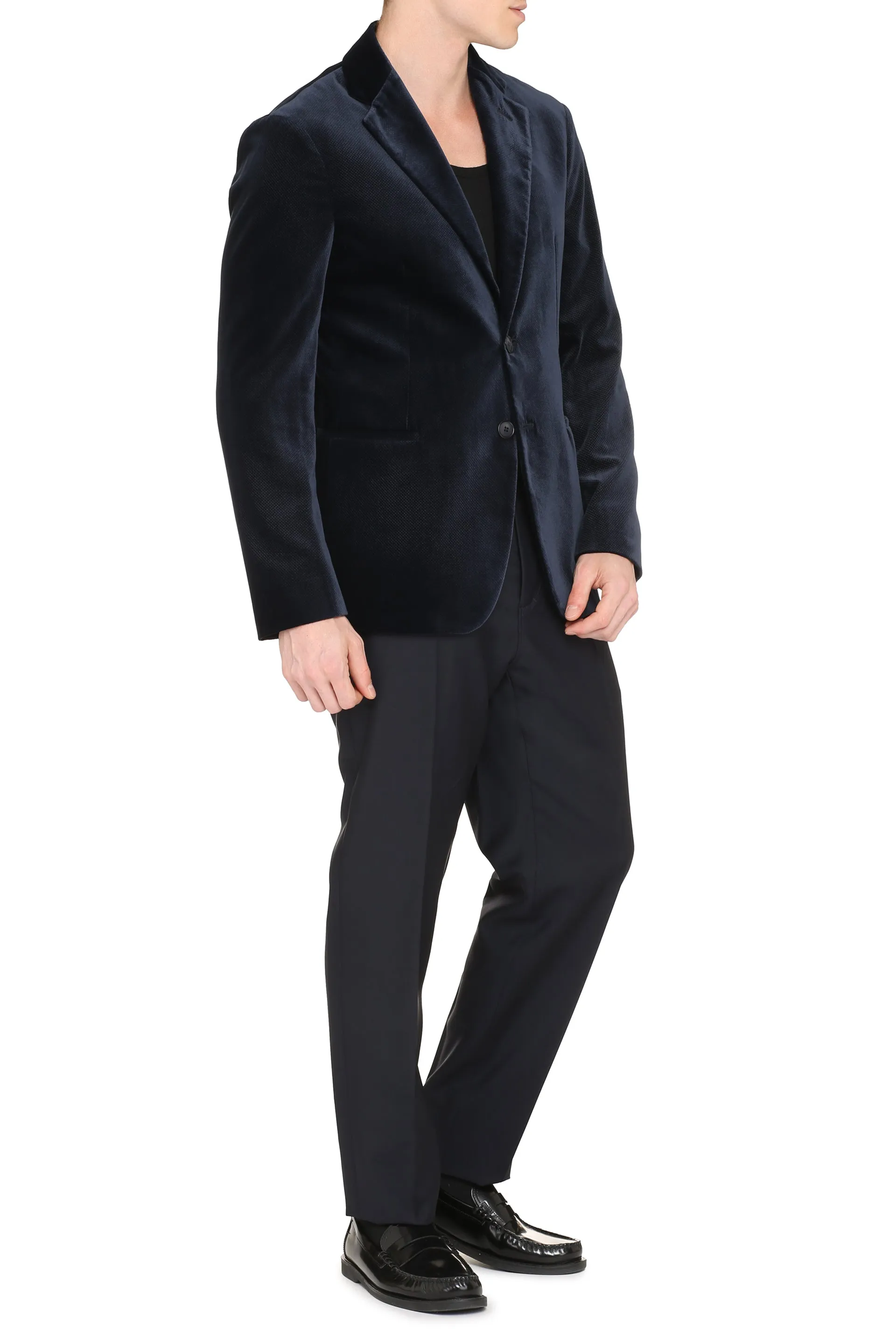 Single-breasted velvet jacket