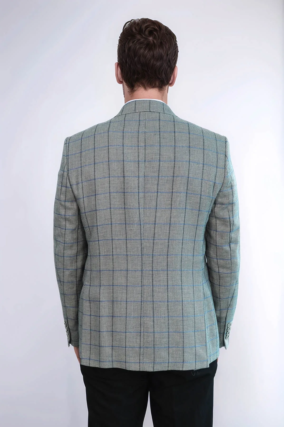 Single Button Pointed Collar Light Blue Blazer - Wessi