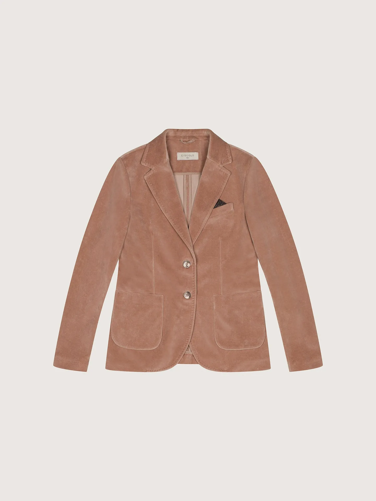 Slim Fit Velour Blazer - Crepe