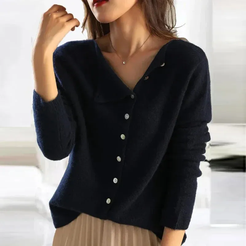 SOPHIE™ | ASYMMETRICAL BUTTON SWEATER