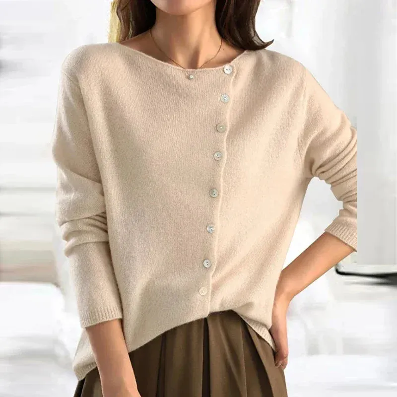 SOPHIE™ | ASYMMETRICAL BUTTON SWEATER