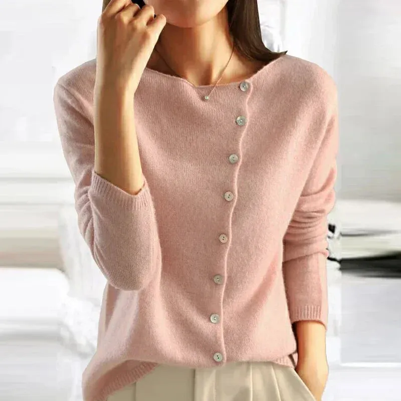SOPHIE™ | ASYMMETRICAL BUTTON SWEATER