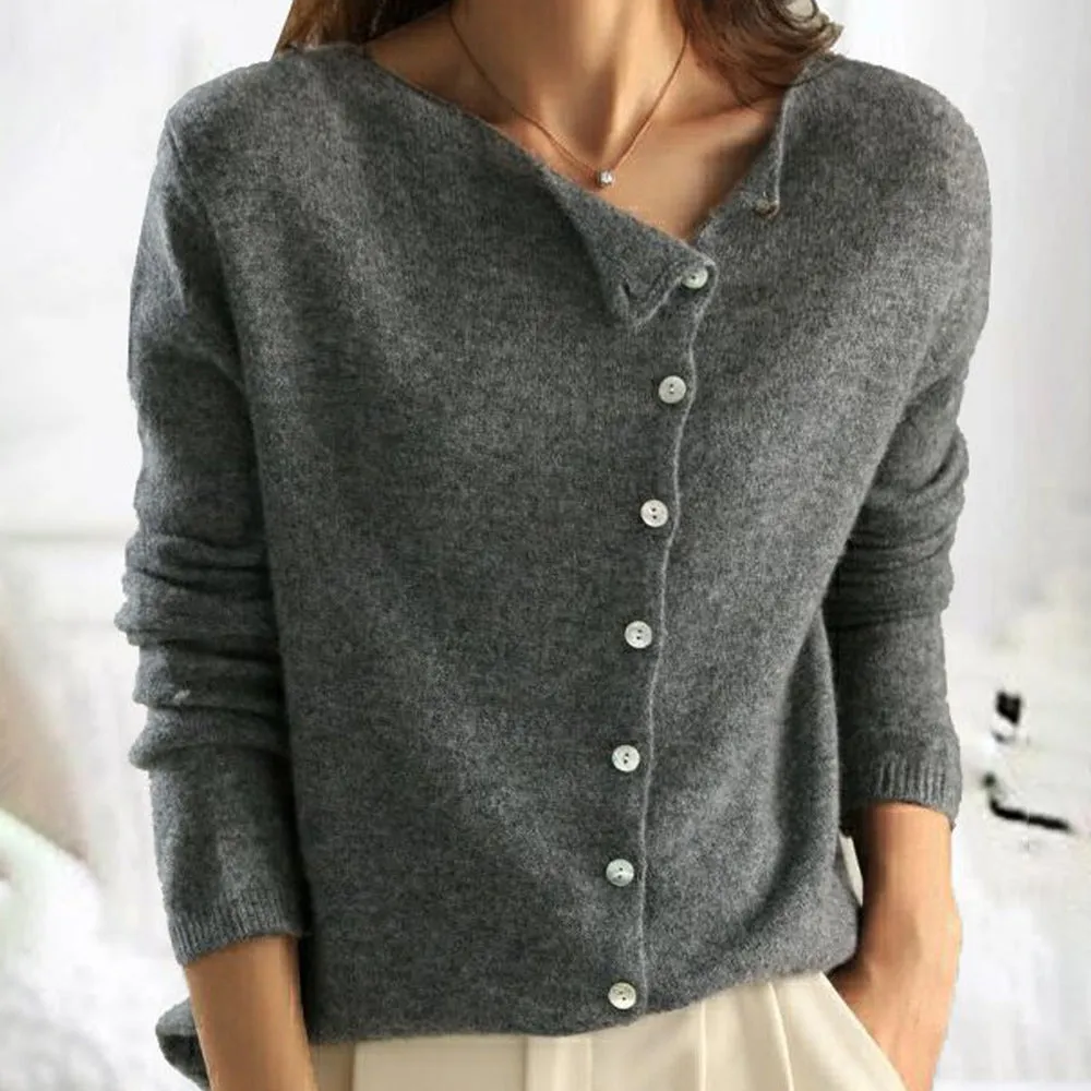 SOPHIE™ | ASYMMETRICAL BUTTON SWEATER