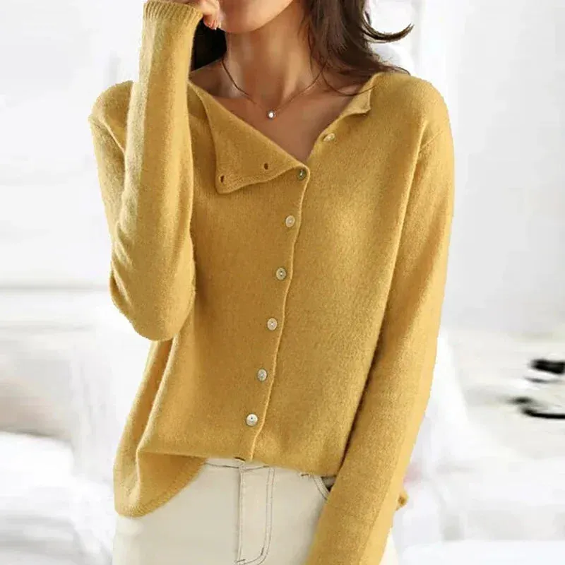 SOPHIE™ | ASYMMETRICAL BUTTON SWEATER