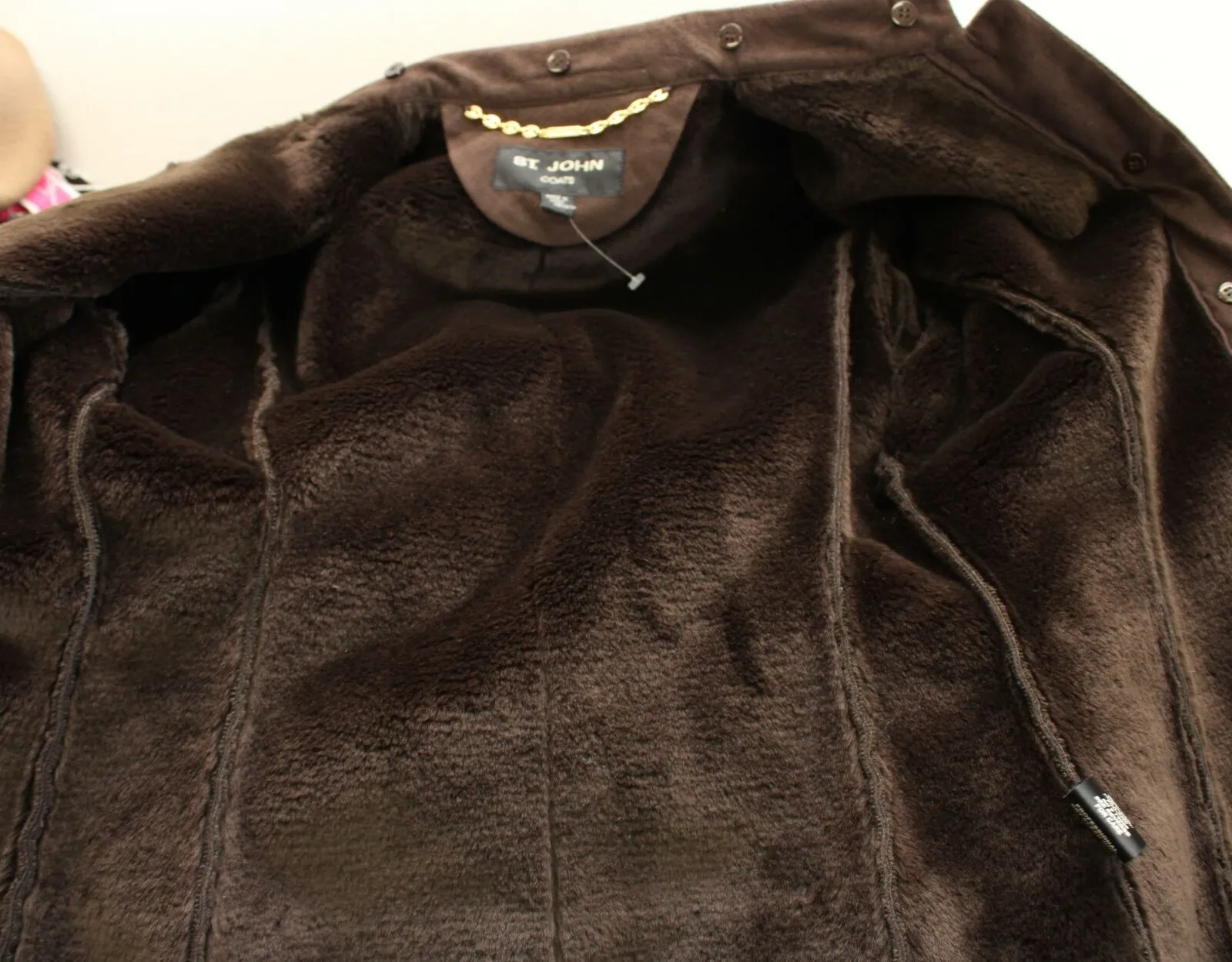 St John Coats Brown Faux Suede Beaded Embellished Jacket Size XS Bronze Gold