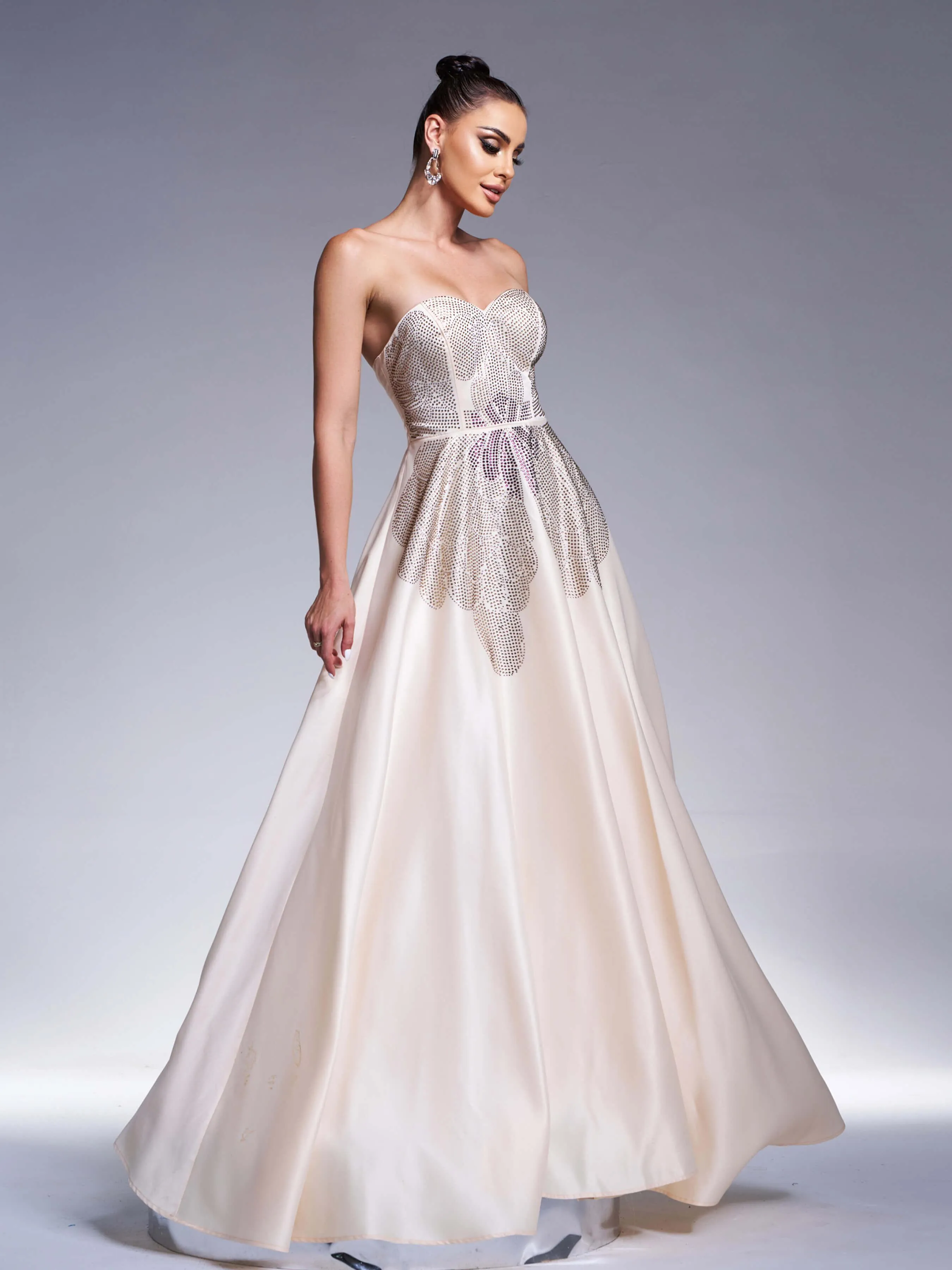 Strapless Rhinestone Corset Prom Dress RJ11900