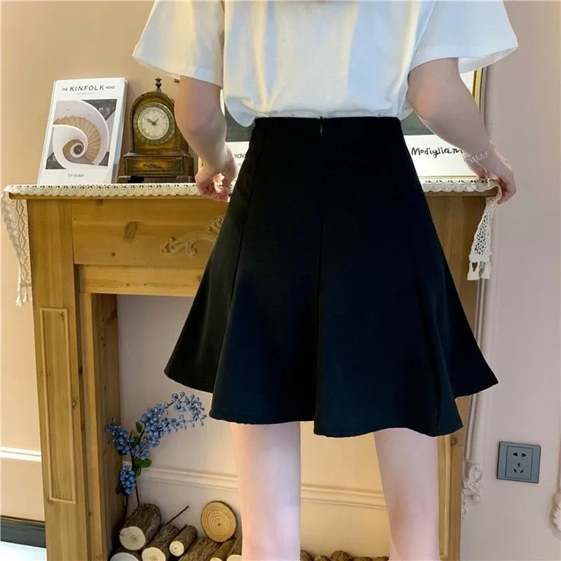Summer Fashion All-match Pleated Pure Color High Waist Skirts