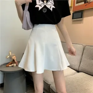 Summer Fashion All-match Pleated Pure Color High Waist Skirts