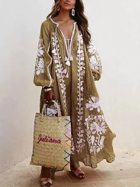 Summer Floral Print Cotton Boho Style Day Dresses