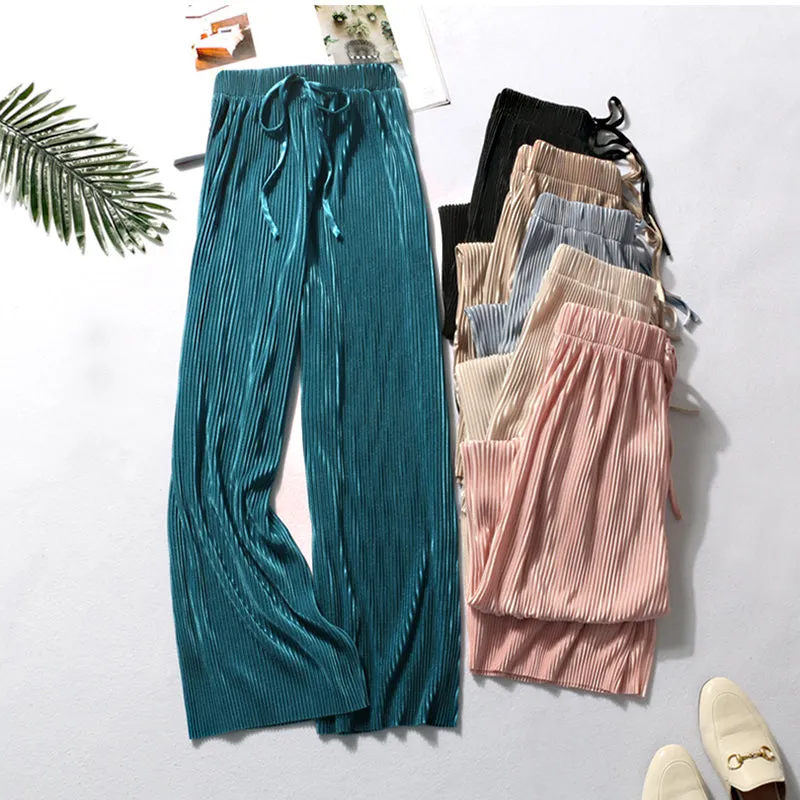 Summer Pleated Wide Leg Pants