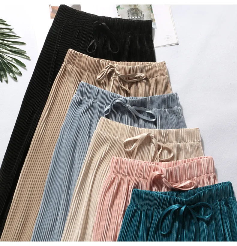 Summer Pleated Wide Leg Pants