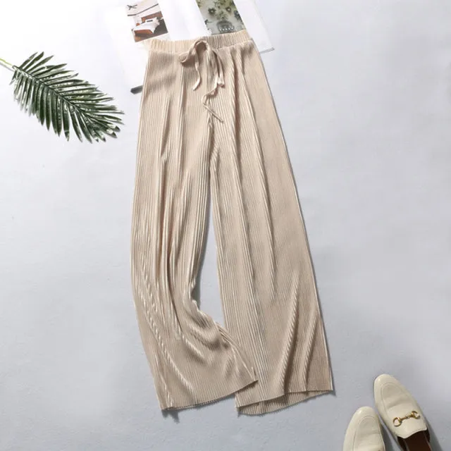 Summer Pleated Wide Leg Pants