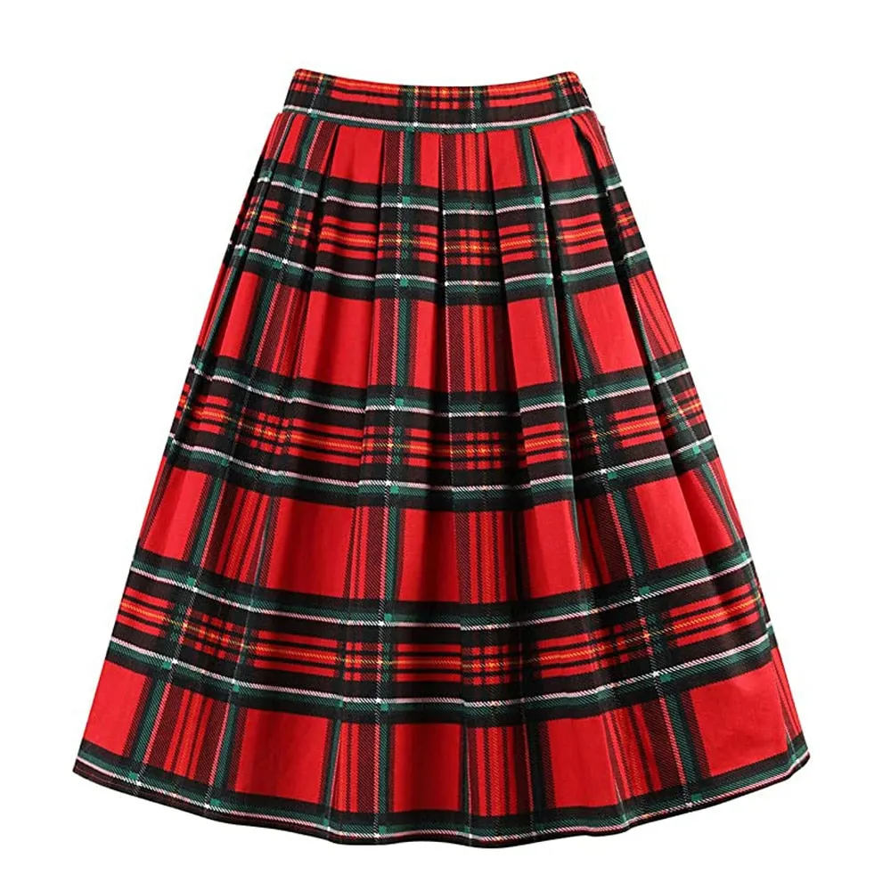 Summer Skirt with Pockets High Waist Cotton Vintage Skirts