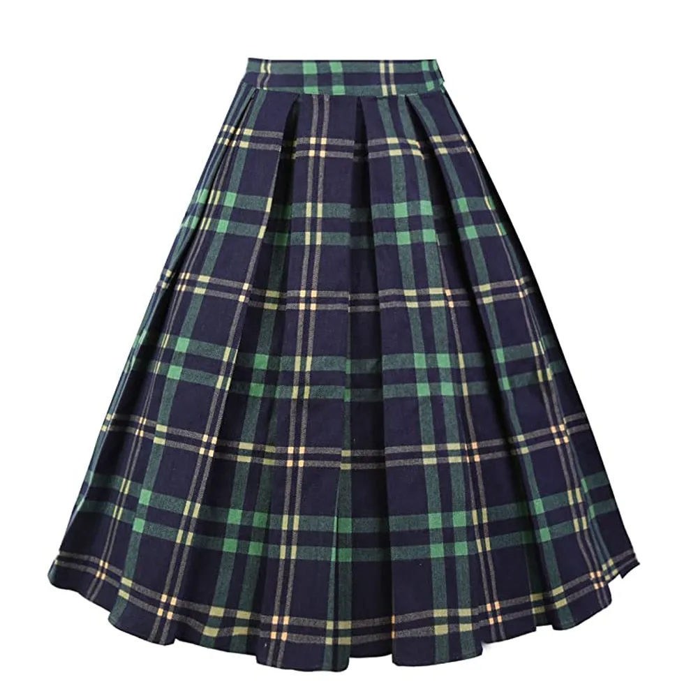 Summer Skirt with Pockets High Waist Cotton Vintage Skirts