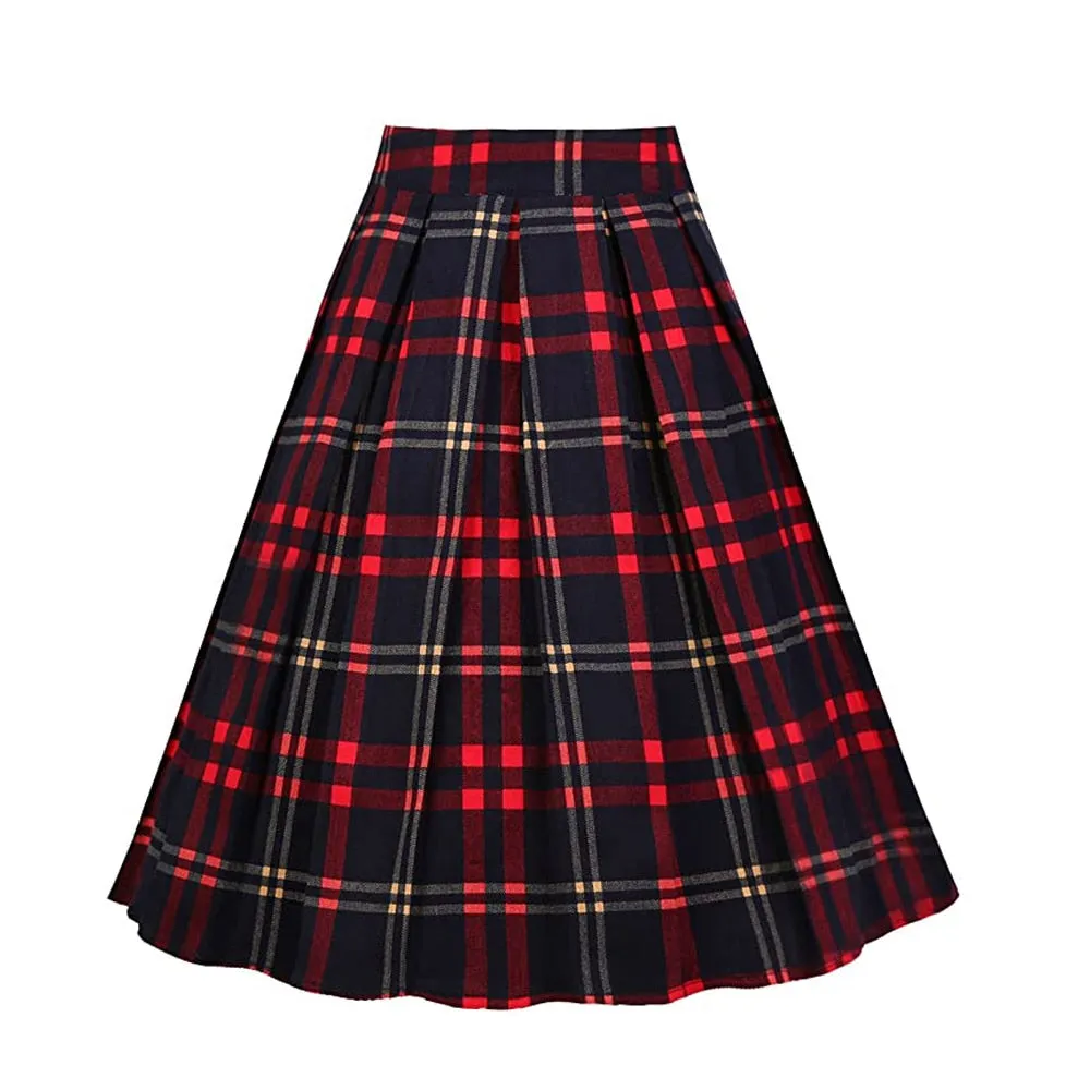 Summer Skirt with Pockets High Waist Cotton Vintage Skirts