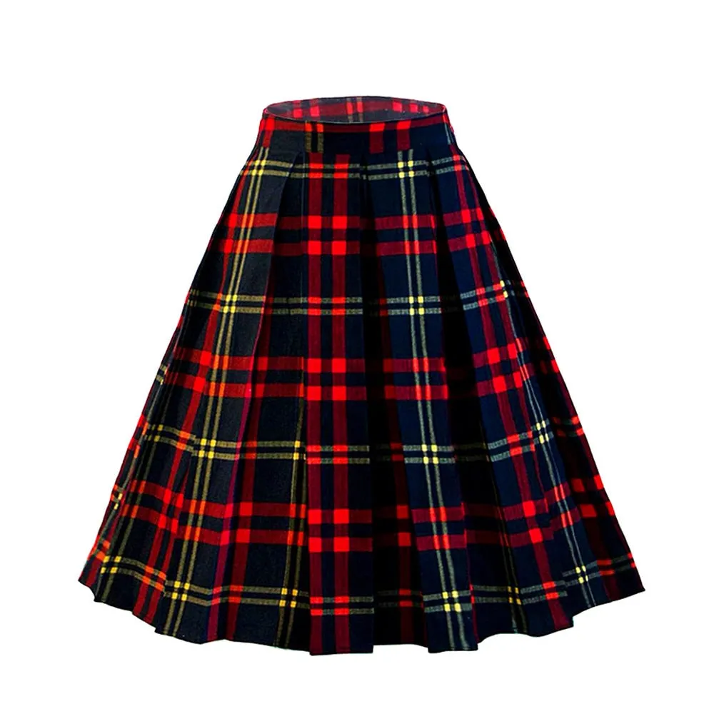 Summer Skirt with Pockets High Waist Cotton Vintage Skirts