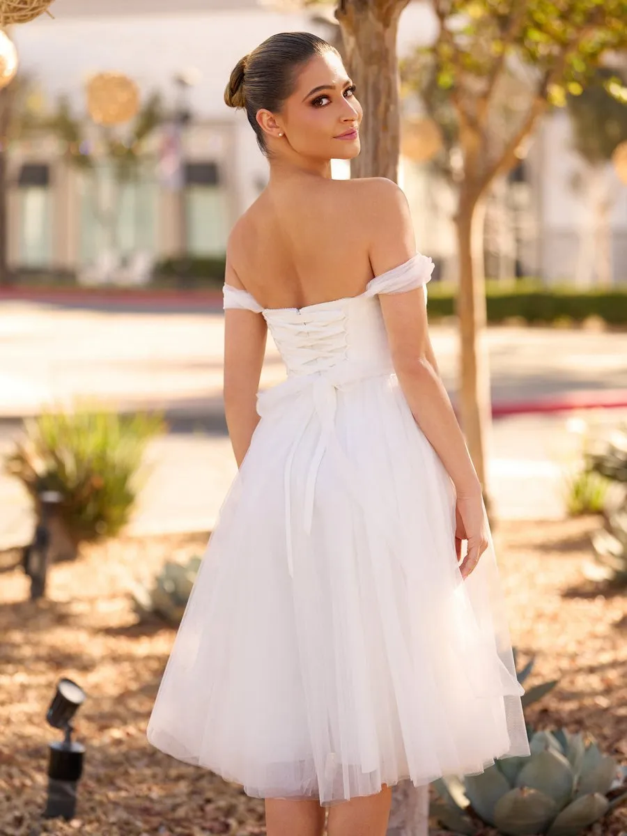 Sweet A-line Off-The-Shoulder Little Tulle Wedding Dresses
