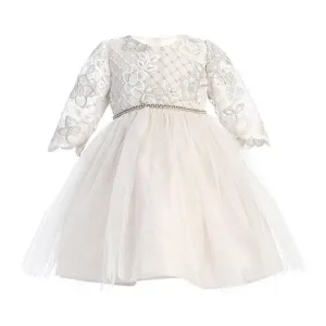 Sweet Kids Baby Girls Champagne Lattice Embroided Dress SKB871