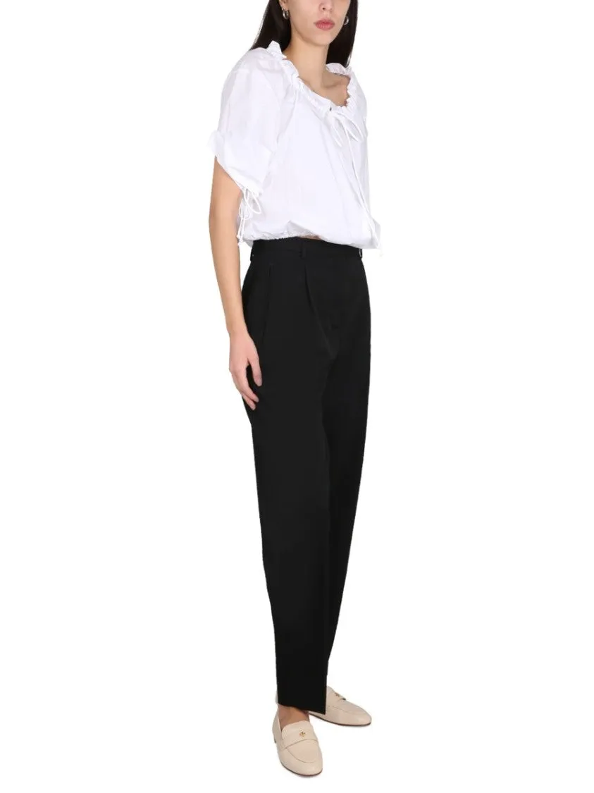 Tailored Black Wool Pants With Concealed Closure