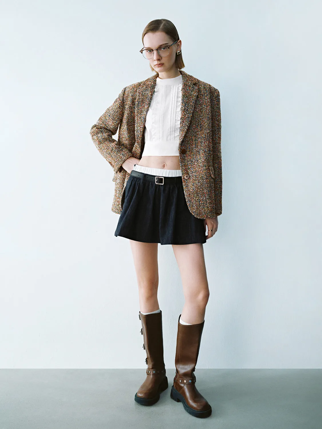 Tailored Collar Tweed Blazers