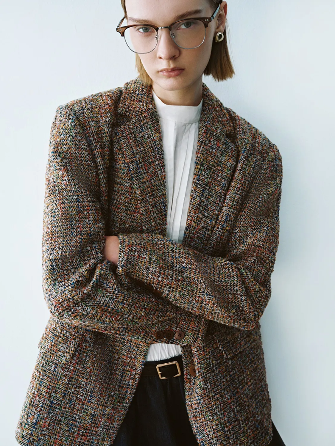 Tailored Collar Tweed Blazers