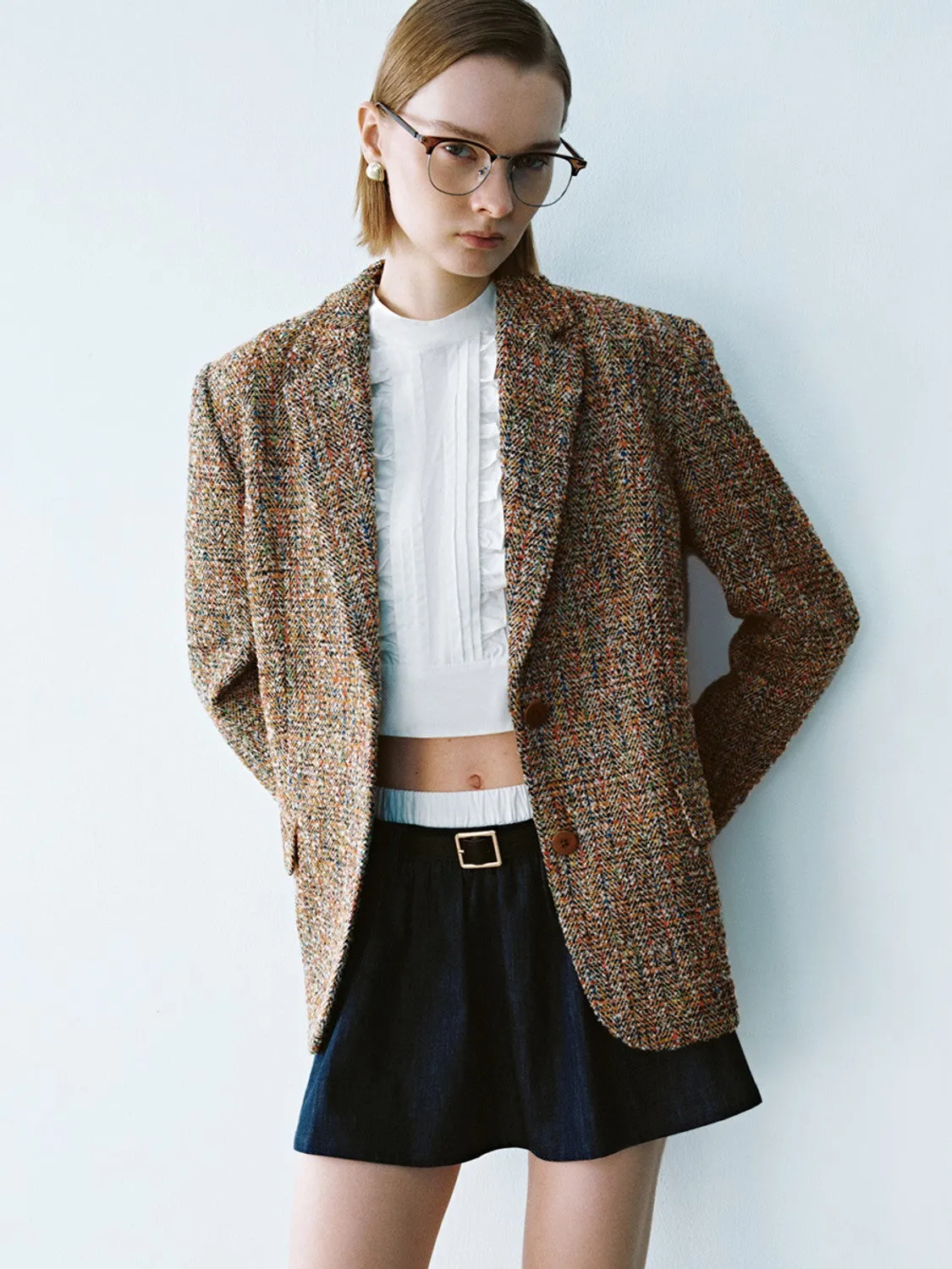 Tailored Collar Tweed Blazers