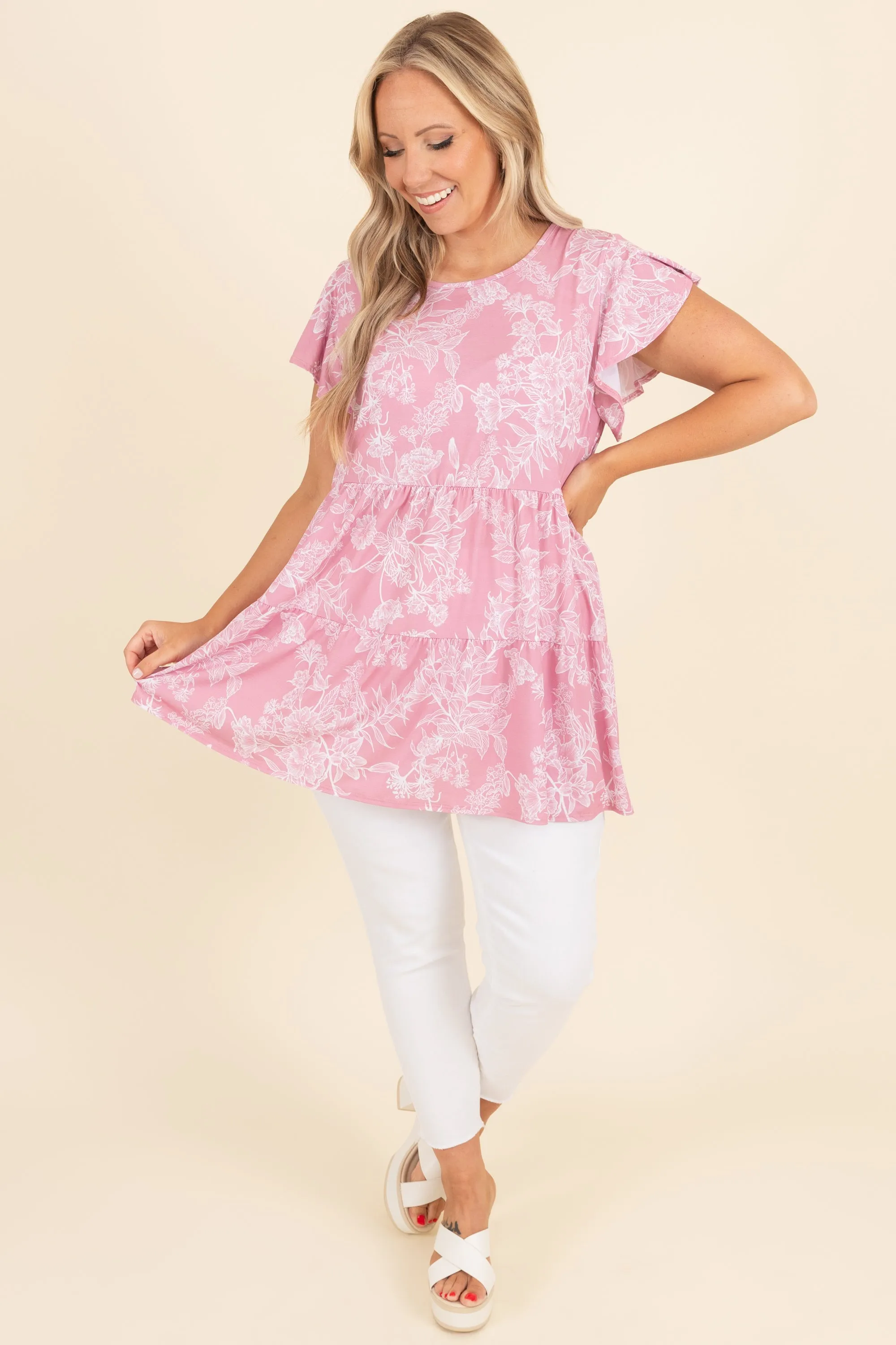Tea Cup Top, Dusty Pink