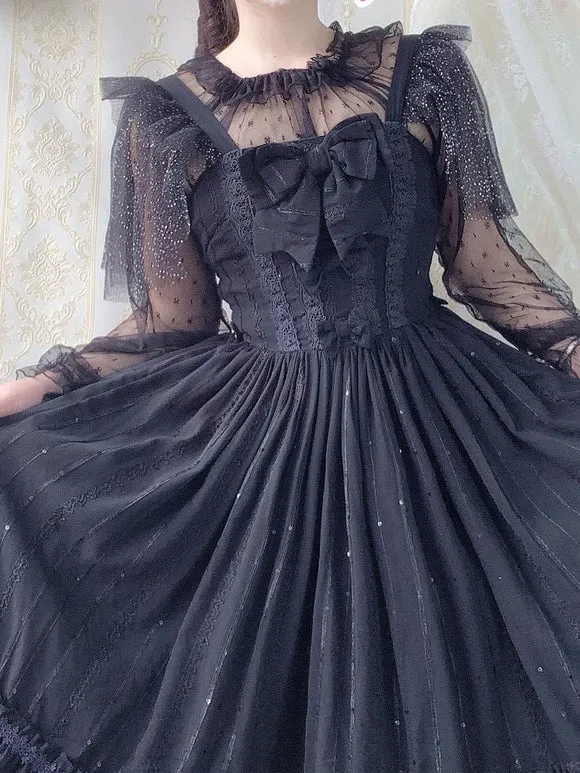 Tea Party Style Lolita JSK Dress White Sleeveless Ruffles Polyester Lolita Wedding Jumper Skirt